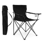 HaSteeL Camping Chair, Oversized Folding Lawn Chair for Adults, Foldable Camp Chair with Cup Holders Portable for Outdoor Fishing, Hiking, Travel, Picnic, Beach, Carrying Bag & Supports 275lbs (Black)