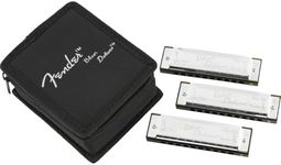 Fender Blues Deluxe Harmonica, Pack of 3 with case (Keys C,G,A)