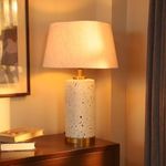 DREAMY WALLS Table Lamps TERRAZZO Collection Gold Base 23.5" Terracotta Table Lamps for Home Decoration, Table lamp for Living Room, Study, Bed Side Lamp, Luxurious Beautiful, Dimmable