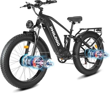 PHILODO Electric Bike for Adults, 5000w Dual Motor E-Bike, 60V 32AH Long Range Dirt Bike, Fat Tire Hunting Ebike for All Terrain, Full Suspension Electric Bicycle