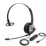 MKJ Wired Headset for Computer, Noise Cancelling USB Headset for Call Center & Office Business, PC Laptop Headset Work for Skype Ms Teams Zoom Meetings Webex etc