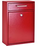 Mail Boss 7426 Locking Security Drop Box Wall Mounted Mailbox, Red