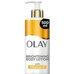 Olay Vitamin C Brightening Body Lotion, 24HR Moisturising Cream for Full Body Skin Care, Evens Skin Tone, with Vitamin C, Vitamin B5 B3, Glycerin, Smooth and Moisturised Skin, No Greasy Residue, 500ml