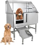 Dog Grooming Tub, 50" Stainless Steel Dog Washing Station, Professional Dog Grooming Bathtub Station for Large, Medium & Small Pets, Left Door