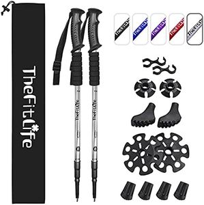 TheFitLife Hiking Walking Trekking Poles - 2 Pack With Antishock And Quick Lock System, Telescopic, Collapsible, Ultralight For Hiking, Camping, Mountaining, Backpacking, Walking, Trekking