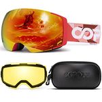 COPOZZ Polarized Ski Goggles Set, S1 Magnetic Snowboard OTG UV400 Skiing Goggles ââ‚¬¦ (Red Lens Red Frame VLT-16.1%)