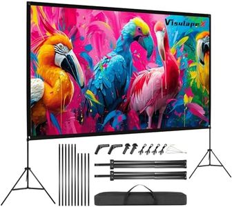 VISULAPEX No Wrinkles 100 Inch Projector Screen - Super Stable with Dual Tripods, Strong Stands, Portable Design for Indoor/Outdoor, 16:9, 4K - Perfect for Camping, Parties, and Home Theater