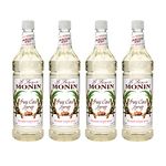 Monin Simple Syrup, Pure Cane, 33.8-Ounce Plastic Bottles (Pack of 4)