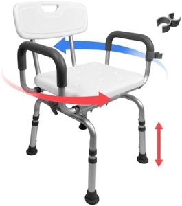 Jachee Swivel Shower Chair for Bathtub, Rotating Shower Chair for Inside Shower, Pivoting Shower Chair with Arms and Back, Height Adjustable Bath Chair Shower Chair for Seniors with Shower Head Holder