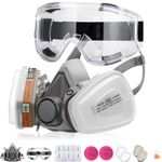 RANKSING Respirator Mask with Filters and Cartridges Safety Glasses to Against Dust Gases Fumes Asbestos Chemicals while Painting Spraying Sanding Welding Construct and Work PPE 6200