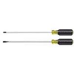 Klein Tools 85072 Long Blade Slotted and Phillips Screwdriver Set with Heat Treated Shafts and Cushioned Grips, 2-Piece