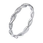 Bestyle Danity Cute Twist Eternity Love Band Rings for Women Sterling Silver Stackable Pinky Ring, Fashion Trendy Band Ring for Mom/ Wife/ Daughter, Size 6