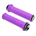 FIFTY-FIFTY Mountain Bike Handlebar Grips, Single Lock-on MTB Grips, Comfortable Bicycle Locking Grips, Non-Slip MTB Handle Grips for All Mountain, Enduro, Downhill (Purple)