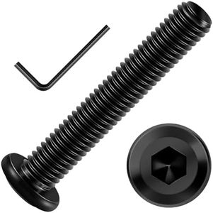 Mywish M8 x 50mm 50Pcs Flat Head Hex Socket Cap Screws Bolts, 304 Stainless Steel Furniture Bolts Full Thread & Hex Spanner, Black Oxide