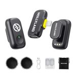 Hollyland Lark A1 Mini Duo - Wireless Microphone for iPhone 14/13/12 (2TX + Lightning RX), Magnetic Wireless Mic for Vlogging, Video Recording, YouTube, TikTok (Black, No Charging Case)