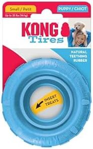 KONG - Puppy Tires - Soft Rubber Chew Toy and Treat Dispenser (Assorted Colours) - for Small Puppies