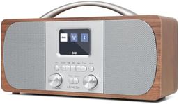 DAB Radio Mains Powered | Digital Radios Mains and Battery | DAB+ Radio Alarm Clock | FM Radio,Bluetooth,Dual Alarm | Powerful Stereo | Acoustic Wood Cabinet | 40 Presets,Headphone Jack | LEMEGA