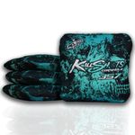 Killshots Cornhole | 357 Series | Limited Edition | ACL Pro Certified Cornhole Bags | Premium Quality | Dual-Speed | Durable & Weather Resistant | Set of 4 Bags (Skull Teal)