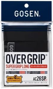 GOSEN Tennis Grip Tape Super Grip Long 4 Pack [Made in Japan] AC26SP Black