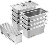 VEVOR 8 Pack Hotel Pans, 1/3 Size Anti-Jam Steam Pan with Lid, 0.8mm Thick Stainless Steel Steam Table Pan, 6-Inch Deep Commercial Table Pan, Catering Storage Food Pan, for Industrial & Scientific
