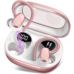 OYIB Wireless Earbuds Sport, Mini Bluetooth 5.4 Headphones with 4 ENC Mic, 50H Playtime Wireless Headphones with Earhooks, LED Display, IP7 Waterproof Wireless Earphones for Running/Gym, Rose Gold