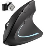 Ergonomic Mouse Vertical -Rechargeable 2.4GHz Optical (Bluetooth+USB+USB C) modes Wireless Mice- 800/1200/1600DPI 6 Buttons for Laptop Computer PC souris sans fil