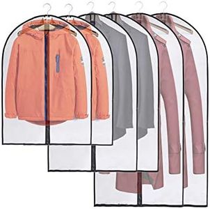 JSF Copri Abiti Anti-fungine Custodia Impermeabile Suit Vestito Copertura 6 Pezzi, Abbigliamento Copre per Giacche Gonne Camicie (Bordo Nero) (3 Dimensioni)