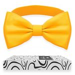 Adam Young Men's Bow Ties Pre-Tied Style Formal Satin Classic Bowtie for Tuxedo Faux Silk, 17 Merigold Yellow, L - (adults)