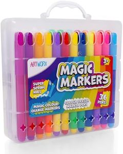 Artworx Magic Pens For Kids - Colour Changing Felt Tip Pens For Children - 36 Magic Markers & Carry Case - Colouring Pens For Kids - Magic Colour Change Felt Tips