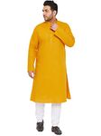 VASTRAMAY Plus Mens Cotton Blend Mustard And White Kurta Pyjama Set - Classic Ethnic Attire for Timeless Style | Soft Comfortable Plain Solid Kurta and Churidar Pyjama Set_VPLUSMK007MDnPCWH_54