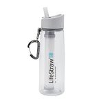 Lifestraw Go Water Filter Bottle With 2-Stage Integrated Filter Straw For Hiking,Backpacking,And Travel,Clear,22Oz,Activated Carbon