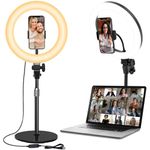 Desk Ring Light for Zoom Meetings-10.5'' Selfie Ring Light with Stand and Phone Holder for Laptop, Desktop Computer Ring Light for Makeup/Video Recording/video calls/Live Streaming