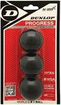 Dunlop Squash Balls Progress Red, 3 Ball Blister Pack, for Recreational and Hobby Players - Medium Speed