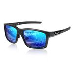 ICECUBE Verano Polarized Sports Sunglasses with Anti-Slip Function and Light Frame - for Men and Women when Driving, Running, Baseball, Golf, Casual Sports and Activities (Mat.BLK/Blue)