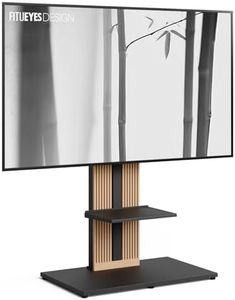 FITUEYES Design Wood TV Mount Stand Swivel for 55-88 inch TV Screens, Nordic Style Tall TV Floor Stand for Home Decor, Reinforced Base, Open Shelf and Hidden Back Storage, Zen Series