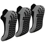 Men Non Slip Anti-Skid Socks 3 Pairs Tile Wood Floors Sticky Grips Ankle Socks for Yoga Pilates Workout Hospital