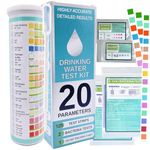 PRIMED | 20-in-1 Drinking Water Test Kit | 125 Testing Strips | 2 Bacteria Tests | at Home Water Testing Kit - Tap & Well | 20 Parameters | Bonus Tracking Chart | Lead Iron Chlorine Copper pH & More