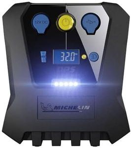 MICHELIN TATA Programmable High Power Rapid Digital Tyre Inflator 12 Volt Compressor with 0 to 30 PSI in 3 Minutes (12266), Black