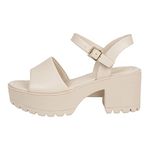 Kassie Daniela Womens Sandals Open Toe Lug sole Block Heeled Platform CHECA, Bone Pu, 9