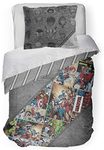 Jay Franco Marvel Comics 80th Anniversary Full/Queen Comforter & Sham Set - Super Soft Kids Reversible Bedding - Fade Resistant Microfiber (Official Marvel Product)