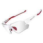 ROCKBROS Cycling Sunglasses Photochromic Bike Glasses for Men Women Sports Goggles UV Protection (White Red)