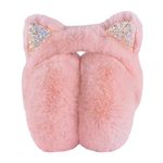 Winter Warm Faux Fur Cat Ear Earmuffs Cute Plush Earmuffs Fluffy Headband Outdoor Muffs for Women Girls Boy (Pink)