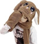 MAGIC Panda Cartoon Monkey Cap with Gloves and Scarf for Girls and Boys (Pack of 1) | Age - 6 Years to 12 Years |Free Size | Plush Wool Brown