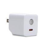 AT&T Single Port USB-C Fast Charging Wall Block for Apple iPhone, Google Pixel, and Samsung Galaxy (White, 30W)