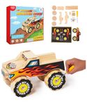 DIY Wooden Monster Truck w/ Stickers - Kids Building Kit - Stem Building Toys - Wood Crafts for Kids - Building Kits for Kids - Woodworking Kits for Kids - Wood Building Kits for ages 4 - 5 - 6 - 7