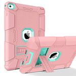 BENTOBEN iPad Air 2 Case, [Hybrid Shockproof Case] with Kickstand Rugged Triple-Layer Shock Resistant Drop Proof Case Cover for iPad Air 2 with Retina Display/iPad 6, Rose Gold/Green