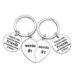 Waeceip 2PCs Weirdo 1 And Weirdo 2 keyring Friendship Gifts Best Friends Gifts For 2 Keychain Set Gifts For Friends Long Distance Gifts Jewellery (2PCs Weirdo #1#2 Style1)