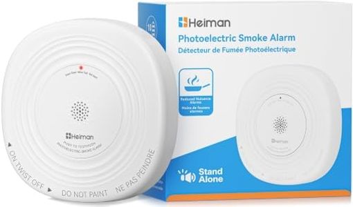 Heiman Smoke Detector 10-Year Sealed Battery Powered, UL 217 10th Certified, Photoelectric Smoke Alarm, LED Status Lights/85 dB Alarm/Test Silence Button, Fire Alarm for Home Hotel Rental Apartment