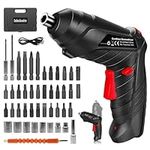 MQUPIN Electric Screwdriver Cordless Drill, 47 Pieces Rechargeable Battery Screw Driver/Drill Bits, ‎180°Adjustable, with USB Charger Built-in LED Lights