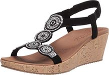 Skechers Women's Beverlee-Date Glam Sandal Wedge, Black, 8.5